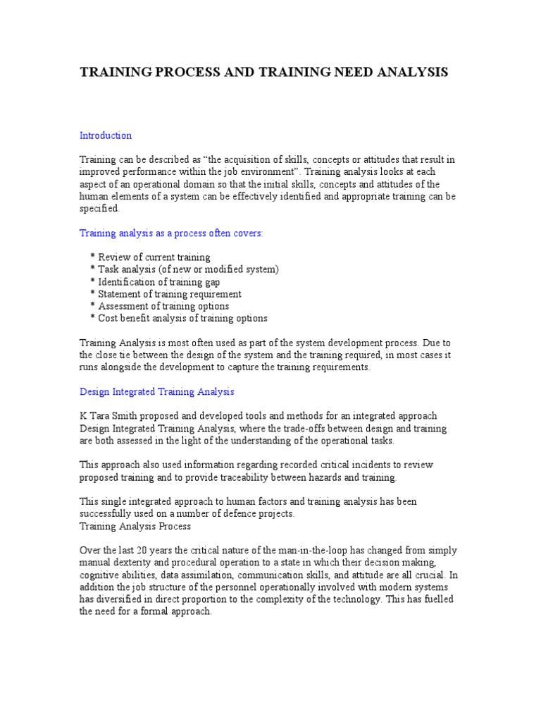 Training Needs Analysis Process Guide | PDF | Epistemology | Psychology