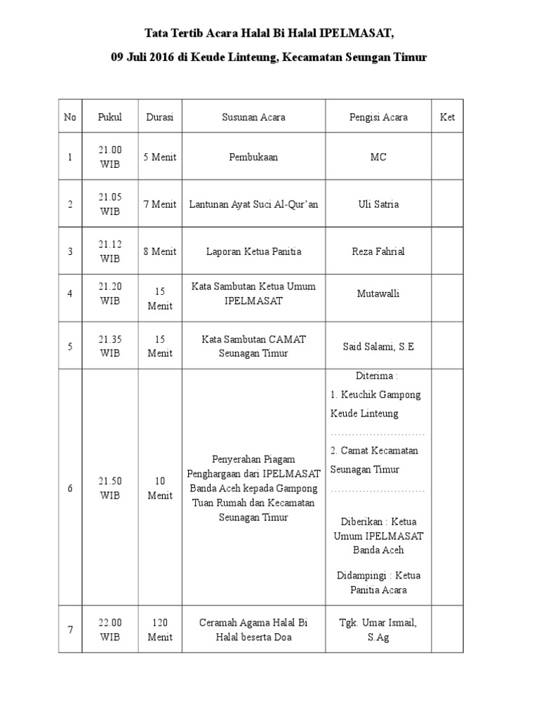 Rundown Acara Halal Bi Halal