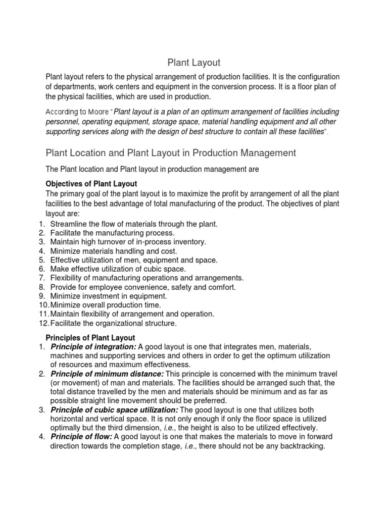 Principles of Plant Layout in Management | PDF | Inventory | Operations ...
