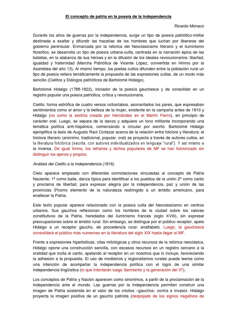 El Concepto de Patria en La Poesía de La Independencia | PDF | Poesía ...