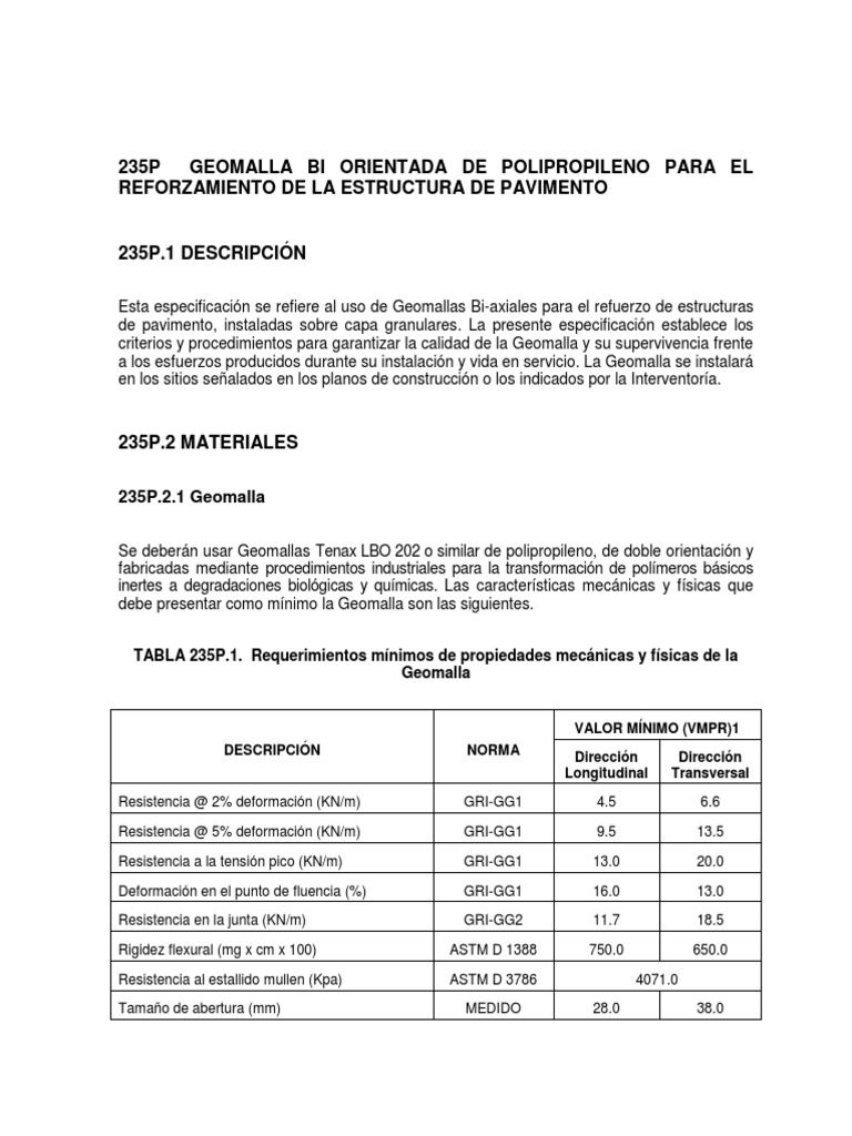 Geomalla Biorientada de Polipropileno | PDF | Materiales | Química