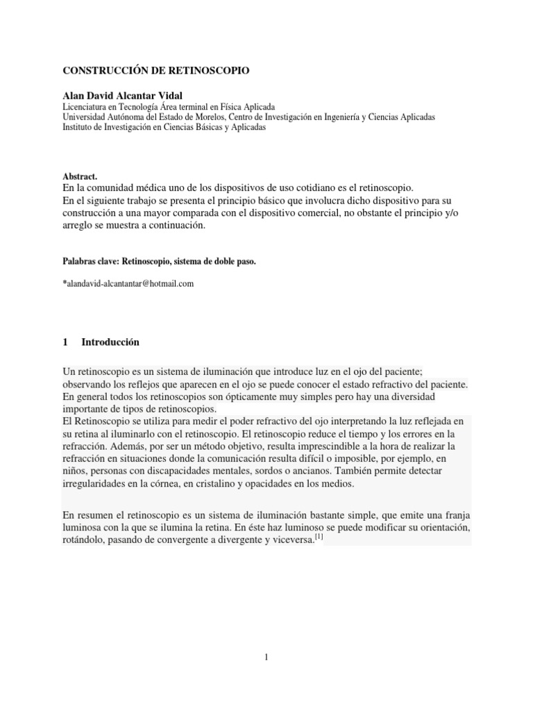 Retinoscopio PDF Ojo humano Óptica