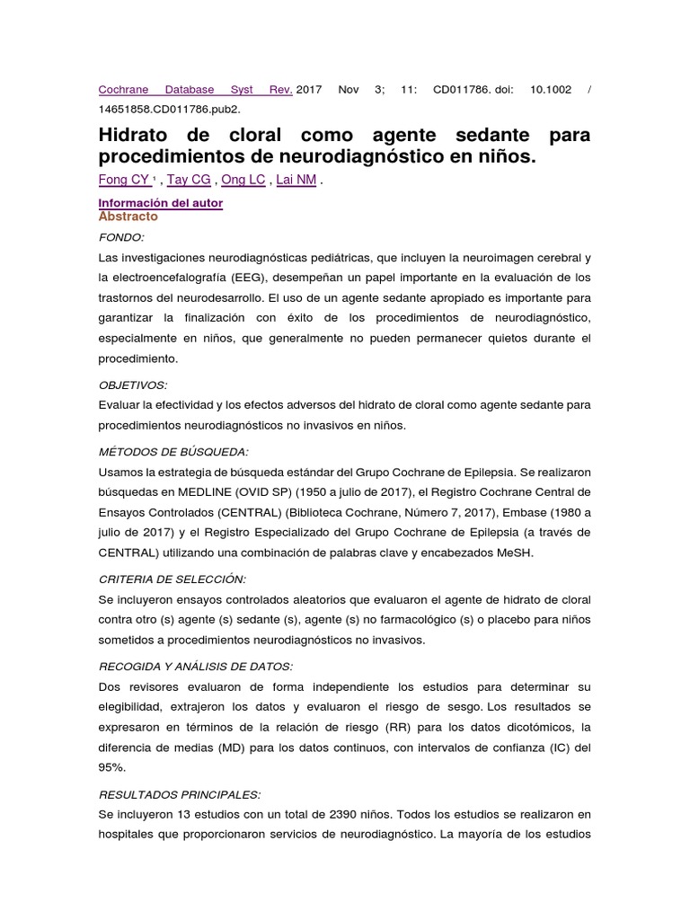 Hidrato de Cloral PDF Ensayo clínico Farmacología