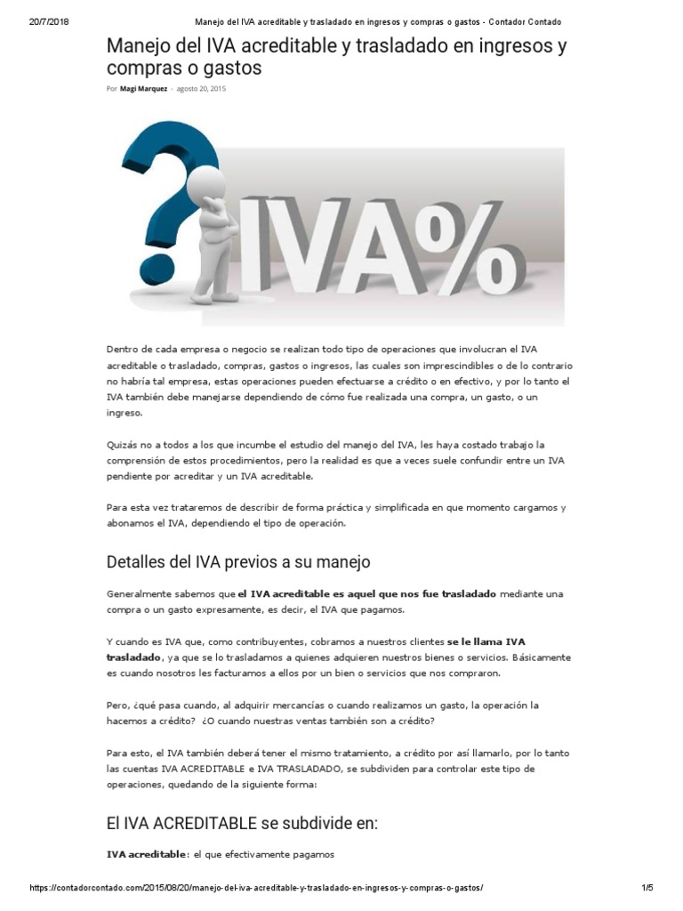 Manejo del IVA en Bolivia: Acreditable y Trasladado | PDF | Impuesto al ...