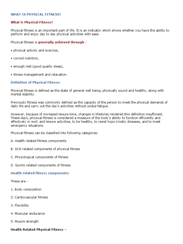 Understanding Physical Fitness Components | PDF | Physical Fitness ...