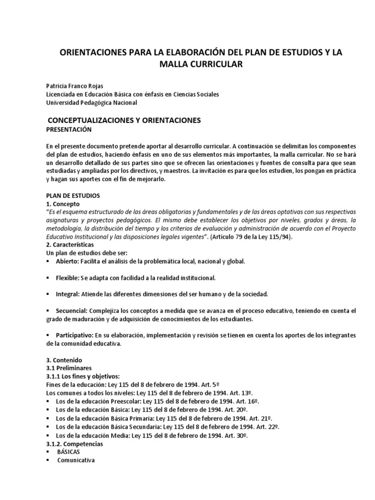 Orientaciones para Malla Curricular | PDF | Plan de estudios | Cambio