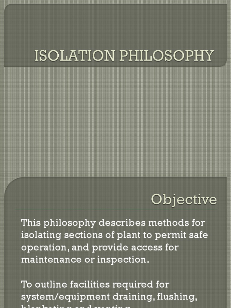 Isolation Philosophy PDF Valve Energy Technology