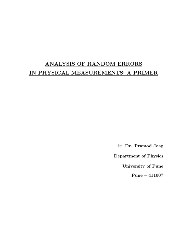 Analysis of Random Errors in Physical Measurements | PDF ...