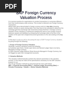 Sap Foreign Currency Valuation Process Valuation Finance - 