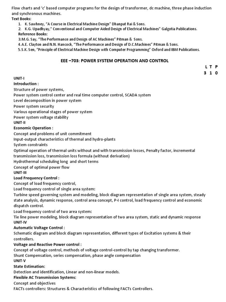 7th Sem Syllabus PDF | PDF | Electric Power System | Optimal Control