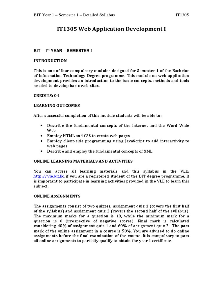 Web Application Development Syllabus | PDF | Html | Cascading Style Sheets