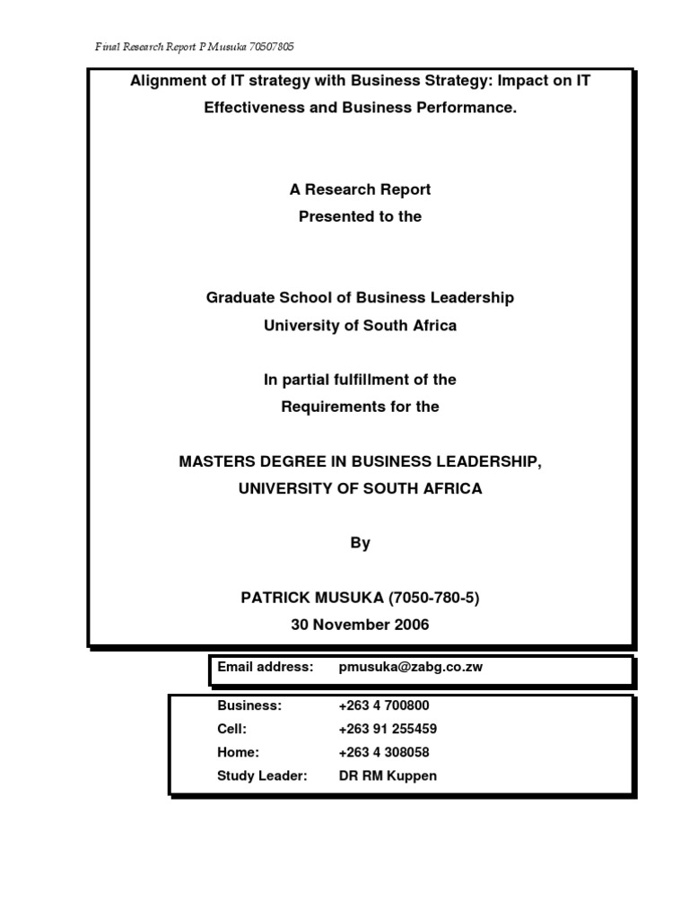 Alignment of IT Strategy With Business Strategy | PDF | Strategic ...