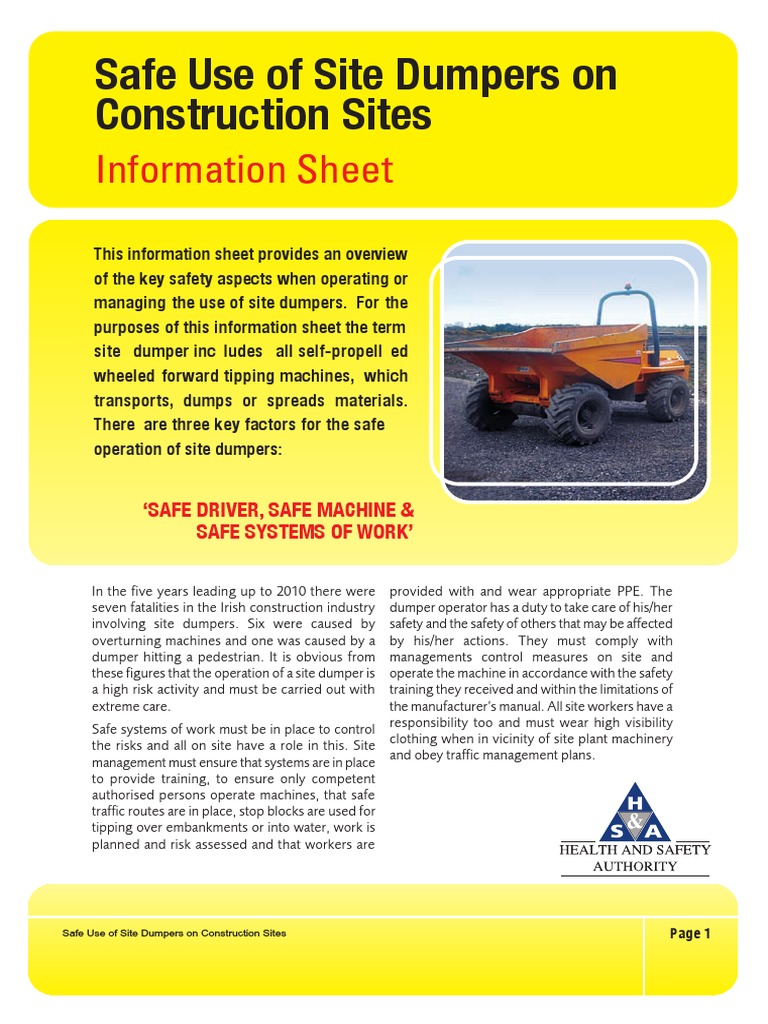 Safe Operation of Site Dumpers | PDF | Risk Assessment | Risk