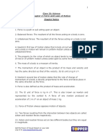 Class IX: Science Chapter 2: Force and Laws of Motion Chapter Notes