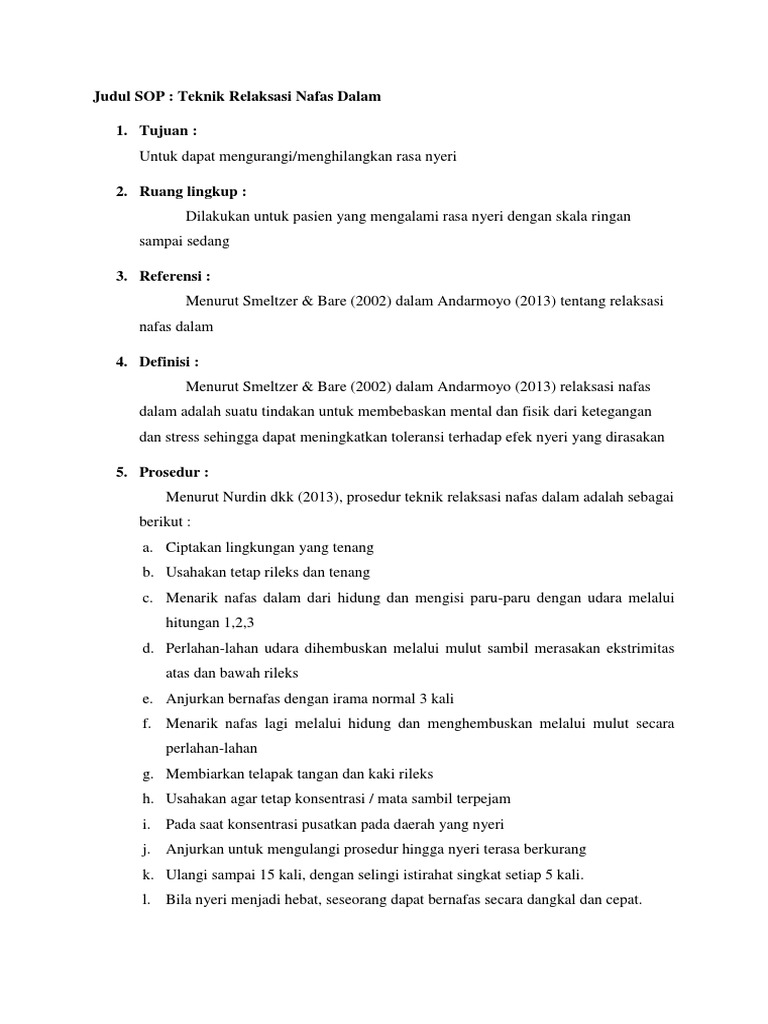 SOP Teknik Relaksasi Nafas Dalam PDF