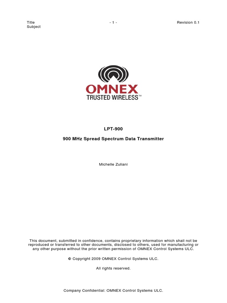 Lpt-900 900 MHZ Spread Spectrum Data Transmitter | PDF | Radio ...
