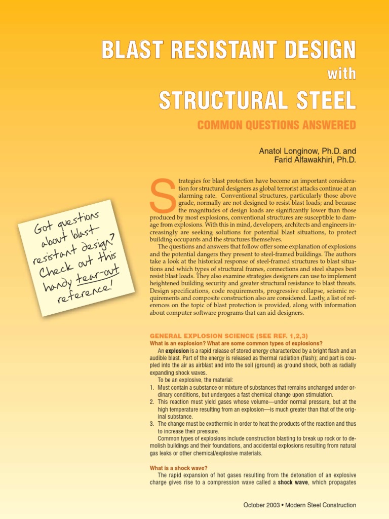 Blast Resistant Design With Structural Steel | PDF | Explosion | Combustion
