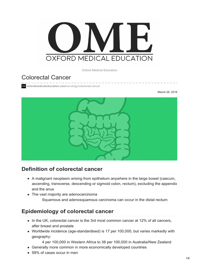 Colorectal Cancer Overview and Management | PDF | Colorectal Cancer ...