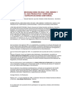 Norma Oficial Mexicana Nom-159-Ssa1-1996, Bienes y Servicios. Huevo, Sus Productos y Derivados. Disposiciones y Especificaciones Sanitarias