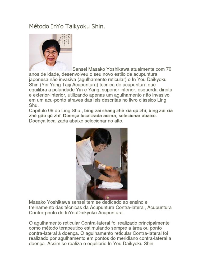 O Método InYo Taikyoku Shin: Uma Técnica Japonesa de Acupuntura Não ...