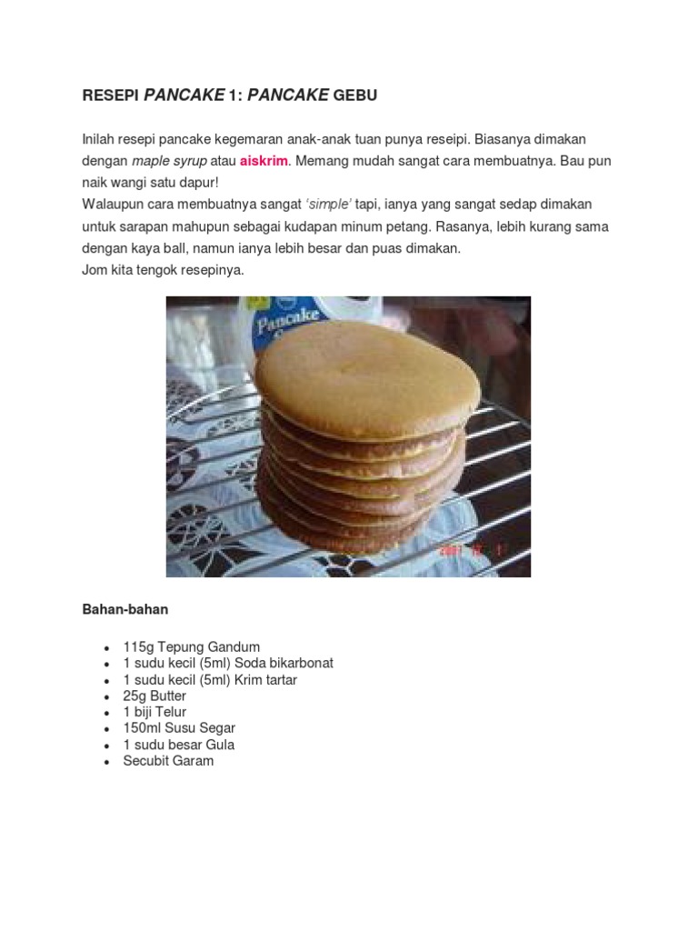 Resepi pancake 3 bahan