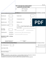 Test Tooling Solutions Group Leave Application Form: Type of Leave Applied For (Please Tick (/) : For Payroll Section