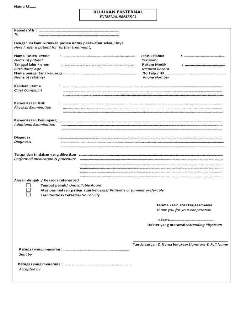 Contoh Form Rujukan Eksternal