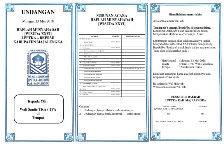 64 Contoh Undangan Wisuda Santri Gratis Terbaik