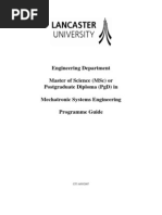 Engineering Department Master of Science (MSC) or Postgraduate Diploma (PGD) in Mechatronic Systems Engineering Programme Guide