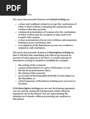 Critical Writing Pdf Argument Evidence