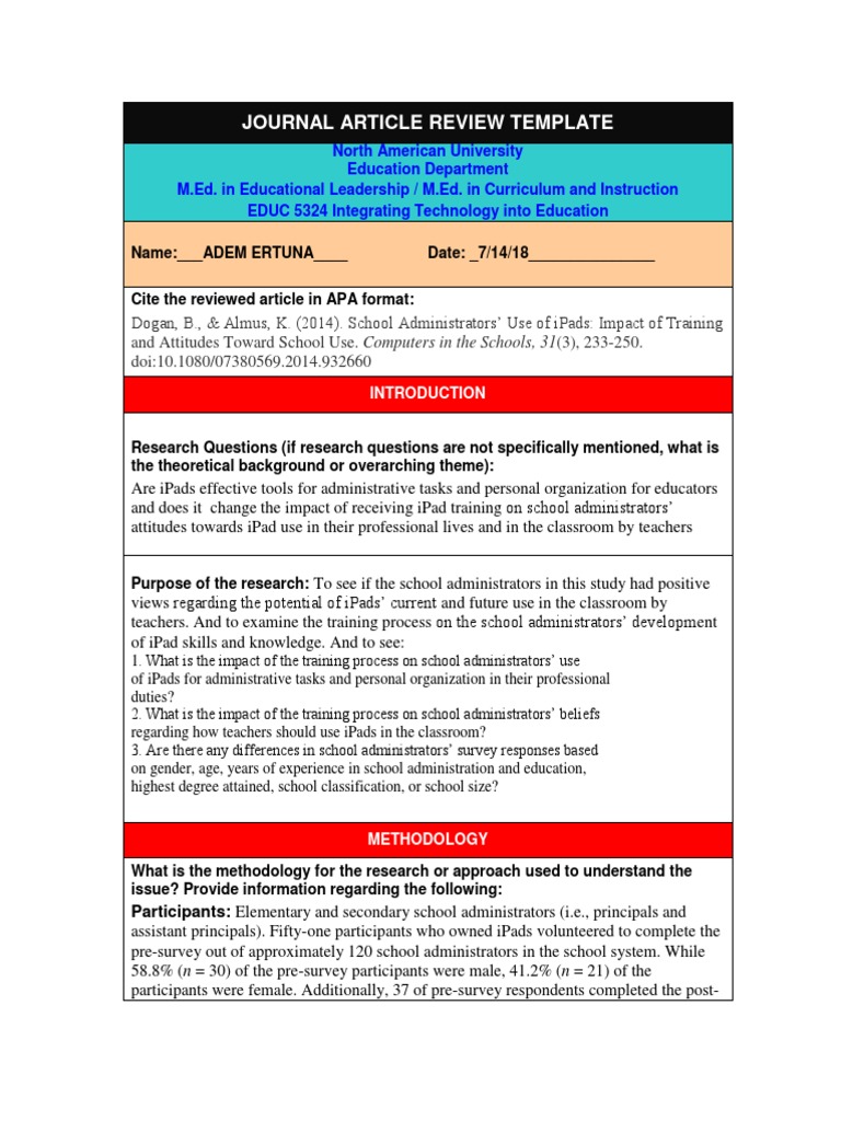 Educ 5324-Article Review | PDF | Teachers | Survey Methodology