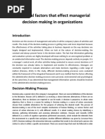 Emotional Factors That Effect Managerial Decision Making in Organizations