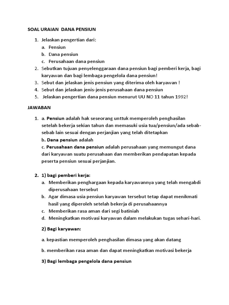 Soal Dana Pensiun 2 Pdf