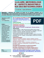 Formation Continue Biologie Cellulaire Biochimie & Microbiologie Aspects Industriels 2011