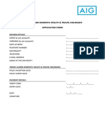 Aig - Domestic Health Travel Insurance Application Form