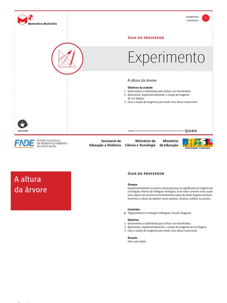 Medindo a Altura de Árvores com Tangente | PDF | Triângulo | Função ...