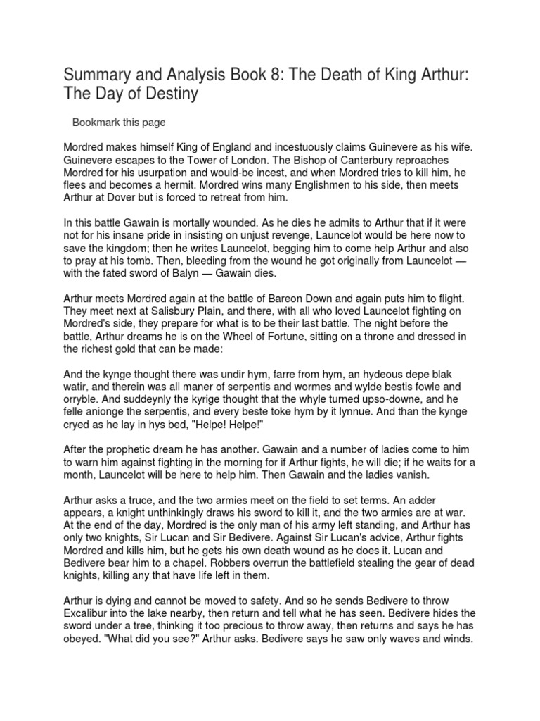 Summary and Analysis King Arthur Lancelot Gawain