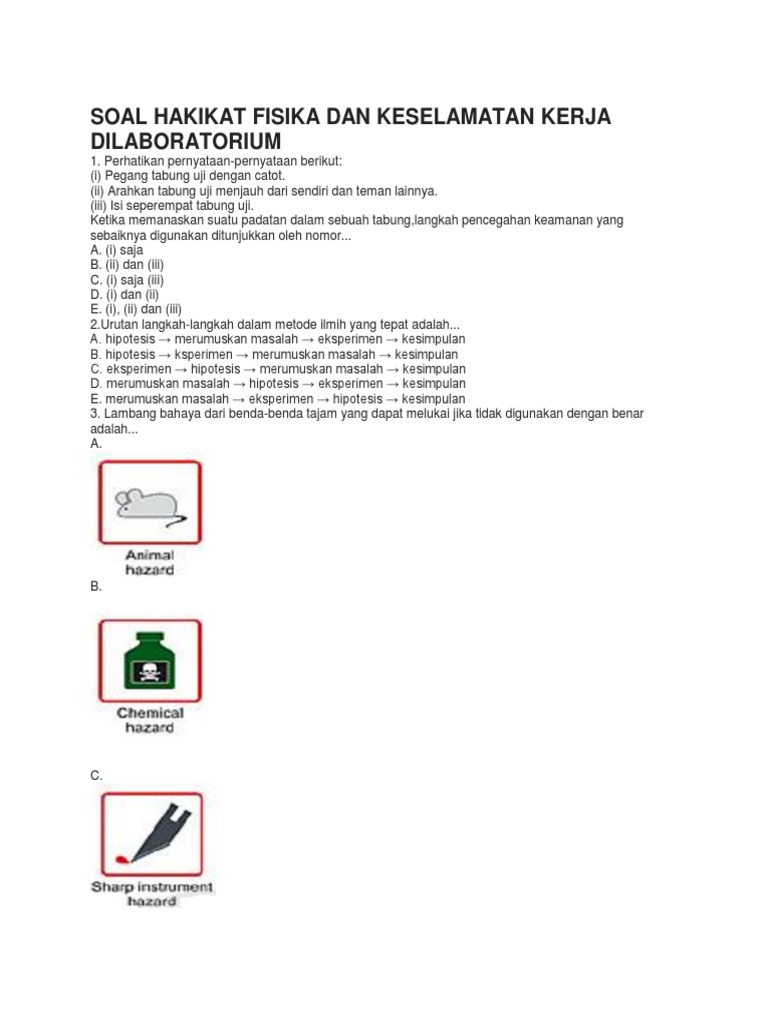 Contoh Soal Materi Keselamatan Kerja Di Laboratorium Jawabanku Id