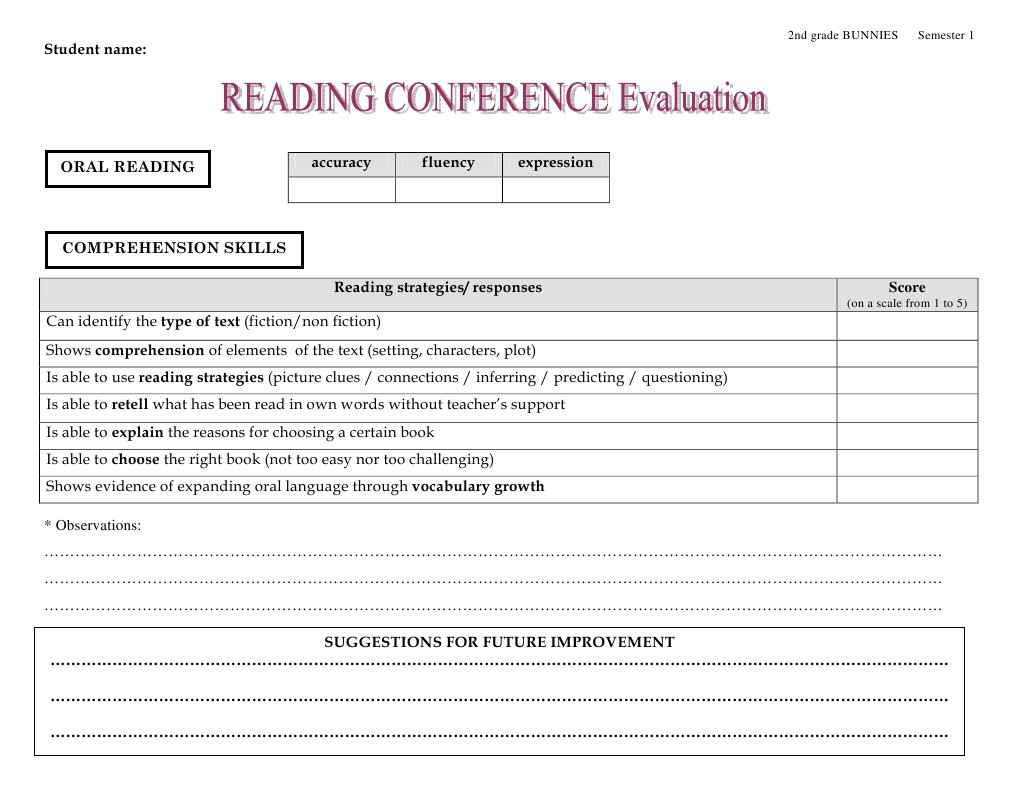 Reading Conferences - Teacher Record | PDF | Language Arts & Discipline