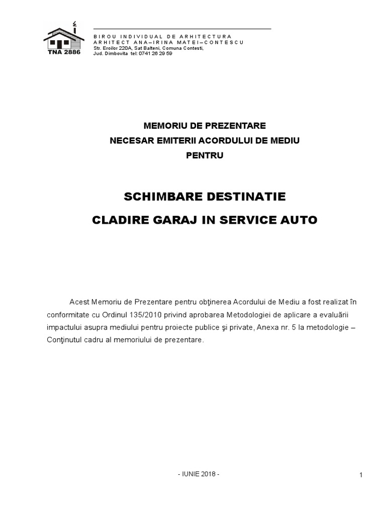 Memoriu Mediu Atelier Auto