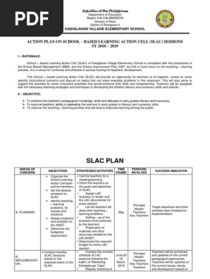 SLAC Action Plan in School