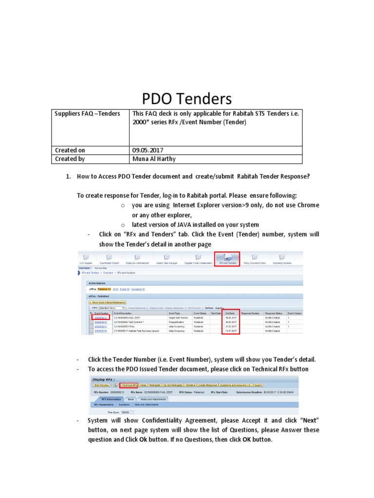 How To Create Response For PDO Tenders PDF Tab (Gui) Java