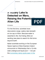 Watery Lake Is Detected On Mars, Raising The Potential For Alien Life