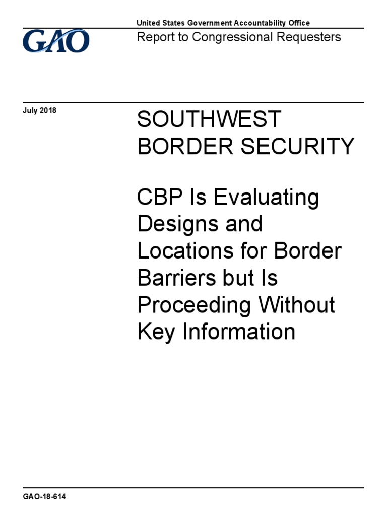 GAO Report SOUTHWEST BORDER SECURITY PDF U.S. Customs And Border