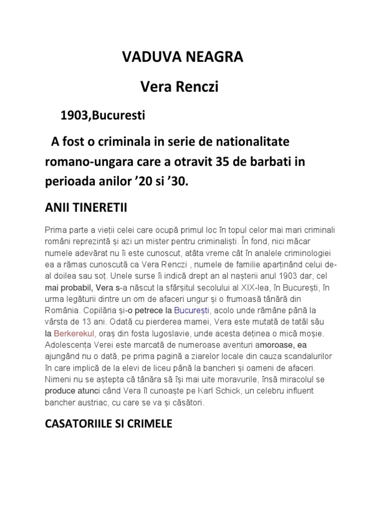 Vaduva Neagra (Vera Renczi) | PDF