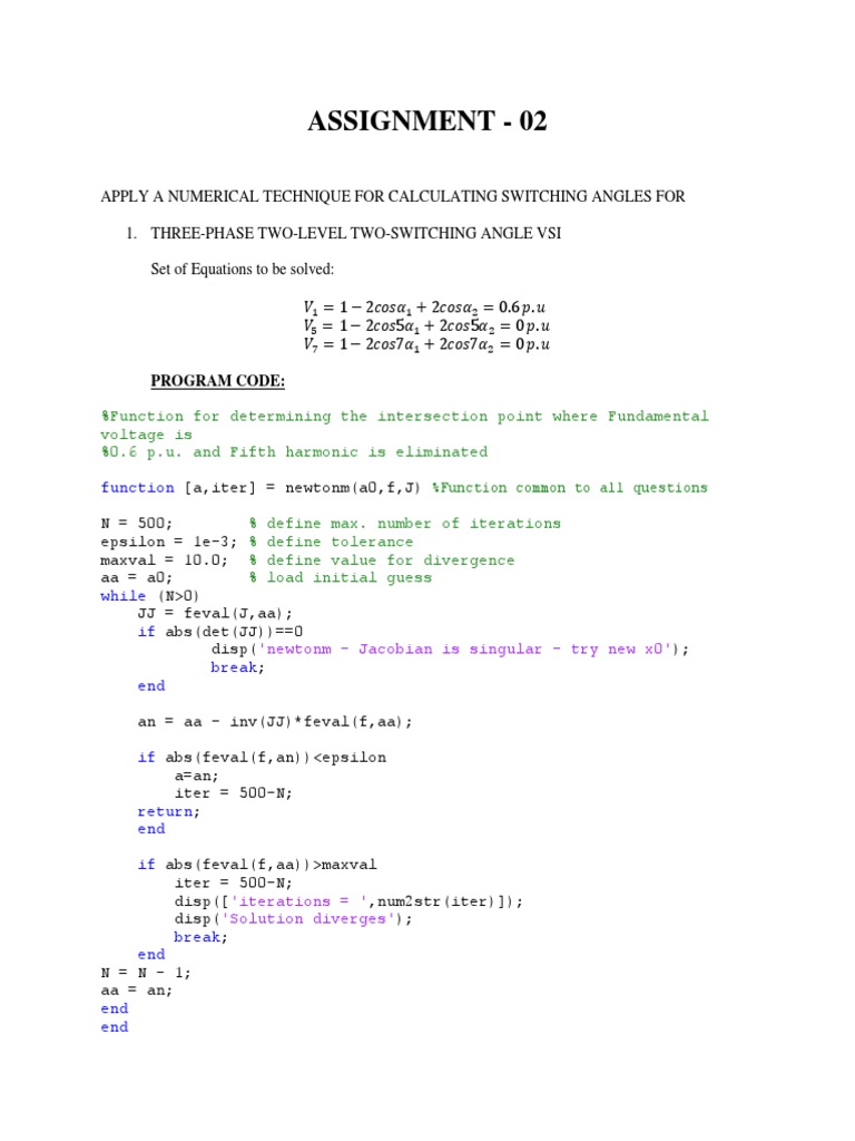 Switching Angle Calculation Techniques | PDF | Functions And Mappings ...