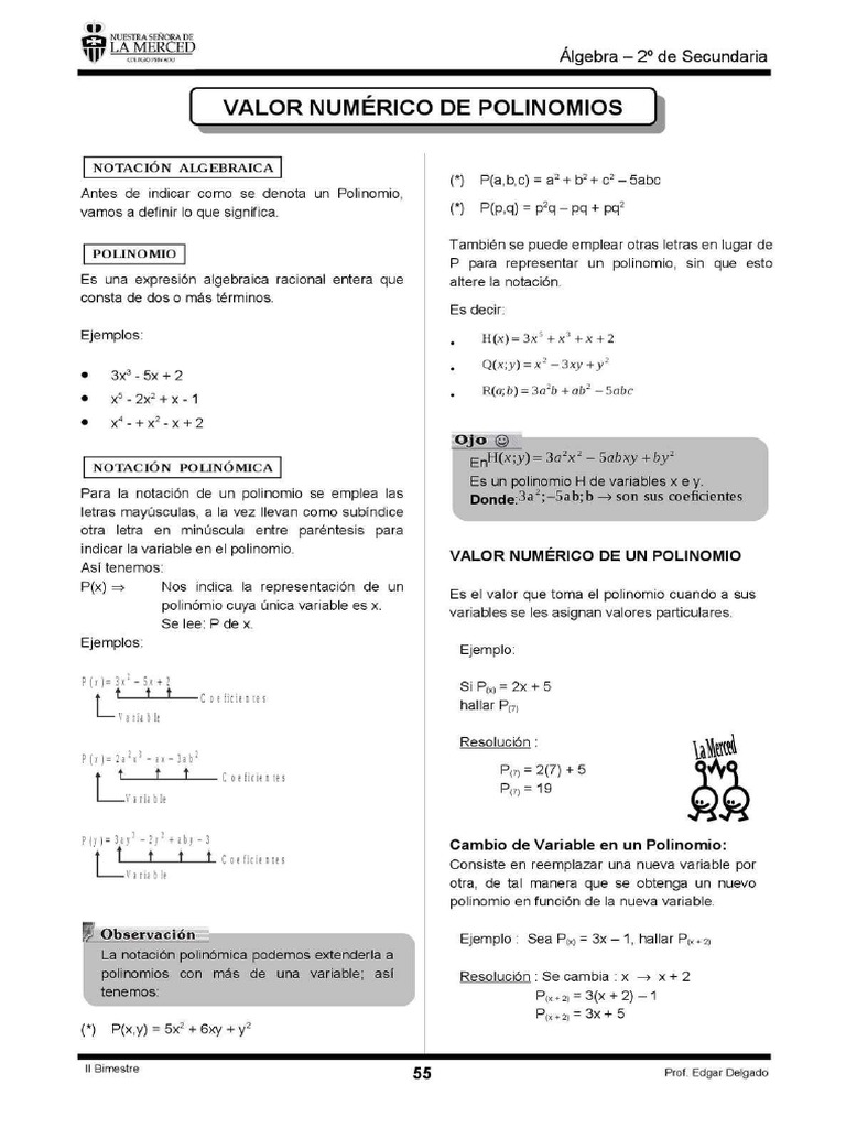 Valor Numerico de Polinomios | PDF