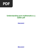 Understanding Pure Mathematics A J Sadler PDF