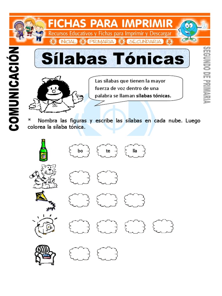 Ejercicios de sílabas tónicas para 2º grado | PDF