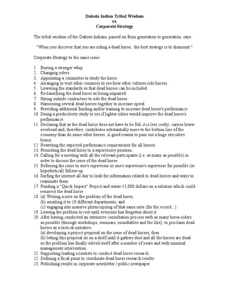 The Tribal Wisdom of The Dakota Indians PDF Horses Business